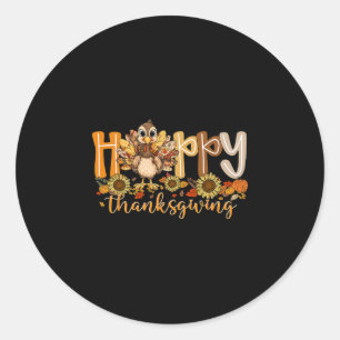 Happy Thanksgiving Gobble Coquette Preppy Turkey F Classic Round Sticker