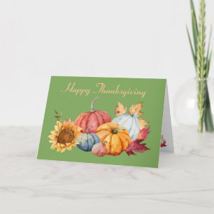 Happy Thanksgiving Gourd and Sunflower  Holiday Card