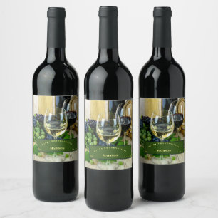 Happy Thanksgiving Grapes Greenery Wine Label