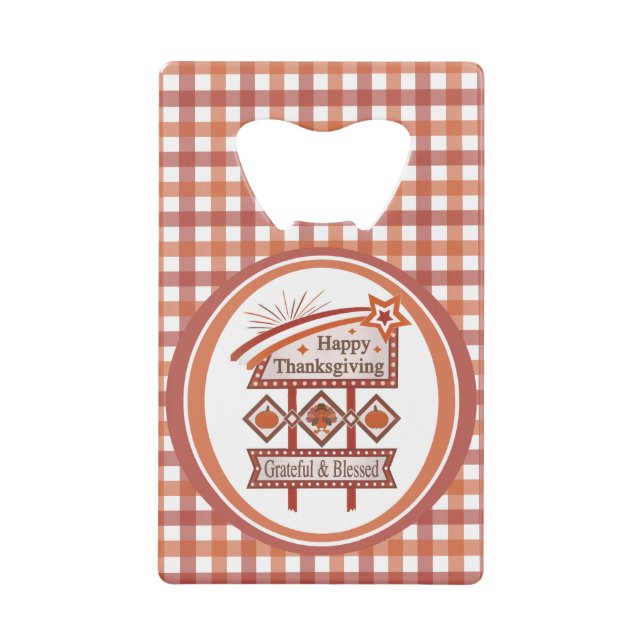 Happy Thanksgiving Grateful & Blessed Retro Sign (Front)