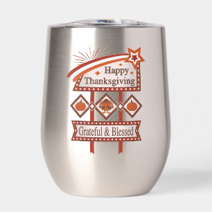 Happy Thanksgiving Grateful & Blessed Retro Sign