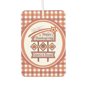 Happy Thanksgiving Grateful & Blessed Retro Sign Car Air Freshener