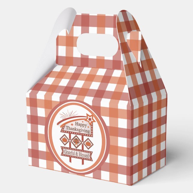 Happy Thanksgiving Grateful & Blessed Retro Sign Favour Box (Front)