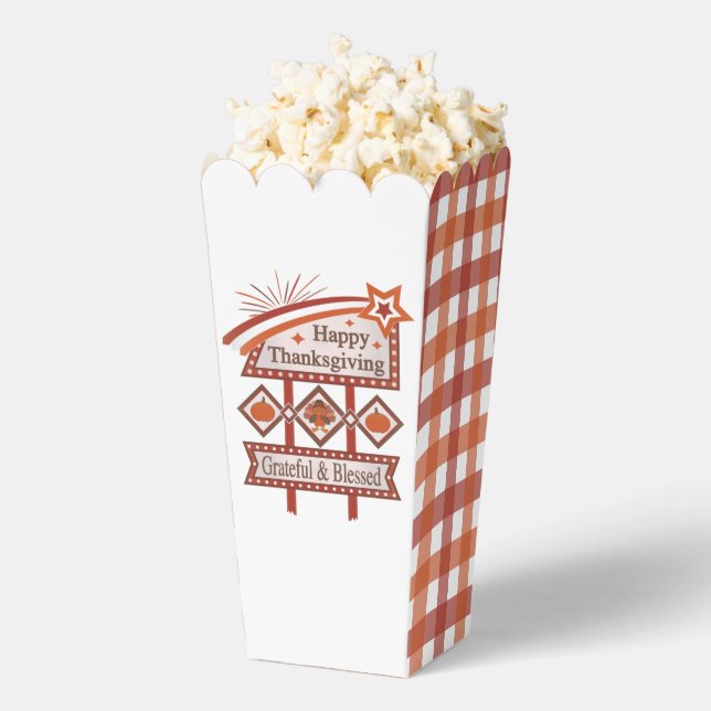 Happy Thanksgiving Grateful & Blessed Retro Sign Favour Box (Popped)
