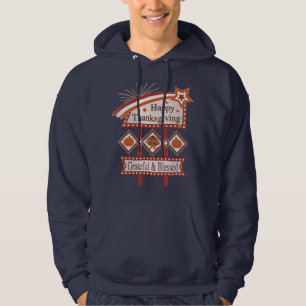 Happy Thanksgiving Grateful & Blessed Retro Sign Hoodie