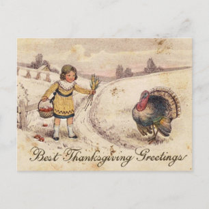 Happy Thanksgiving Greetings Holiday Postcard