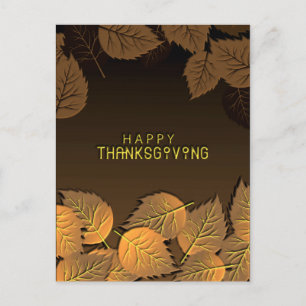 Happy Thanksgiving Greetings with Fall Leaves Holiday Postcard