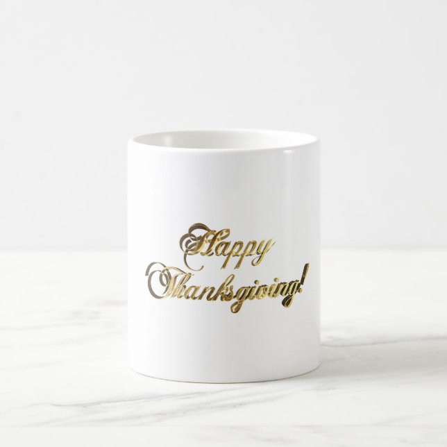 Happy Thanksgiving Handwriting Typography Chic Coffee Mug (Center)