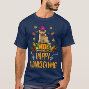Happy Thanksgiving Harvest Cute Witch Cat Present T-Shirt