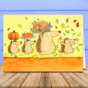 Happy Thanksgiving Hedgehogs Greeting  Card