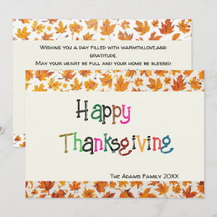 Happy Thanksgiving Holiday Card ,Thank You Card