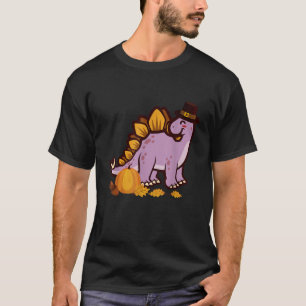Happy Thanksgiving Holiday Cute Stegosaurus Dinosa T-Shirt