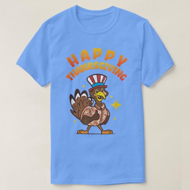 Happy Thanksgiving I Funny Pilgrim Turkey Day Holi T-Shirt (Design Front)