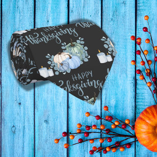 Happy Thanksgiving in blue on black    Tie