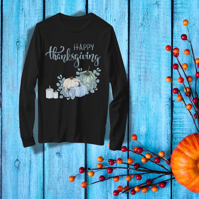 Happy Thanksgiving in blue | T-Shirt (Creator Uploaded)