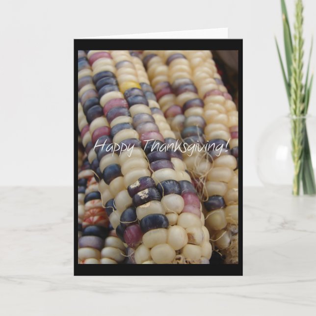 Happy Thanksgiving, Indian Corn Holiday Card (Front)