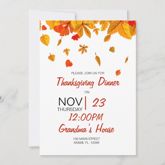 Happy Thanksgiving  Invitation (Front)