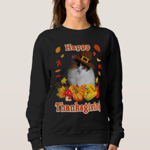 Happy Thanksgiving Japanese Bobtail Cat I'm Thankf Sweatshirt