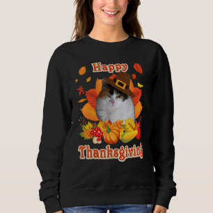 Happy Thanksgiving Japanese Bobtail Cat I'm Thankf Sweatshirt