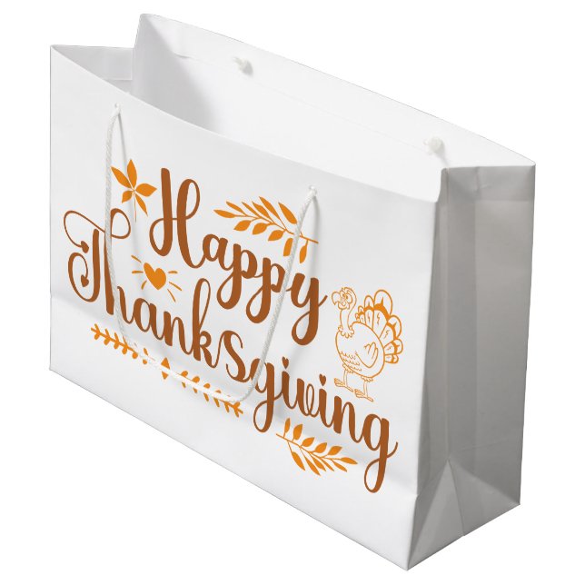Happy Thanksgiving Large Gift Bag (Front Angled)