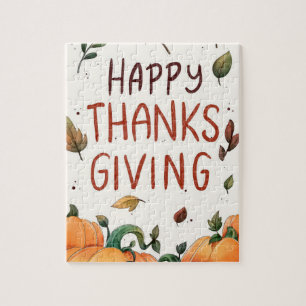 Happy Thanksgiving (Leaves and Pumpkins) Jigsaw Puzzle