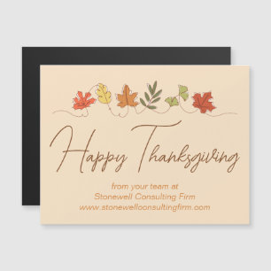 Happy Thanksgiving Leaves Company Magnetic Card