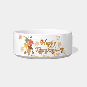 Happy Thanksgiving - Leaves, Grapes and Ribbons Bowl