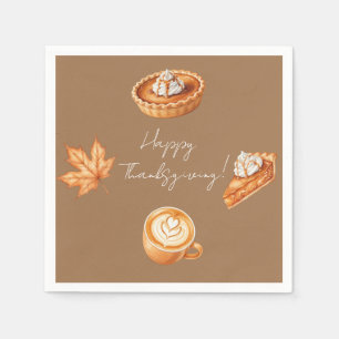 Happy Thanksgiving Leaves Pumpkin Pie Napkin