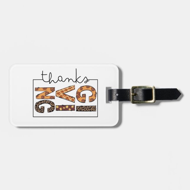 Happy Thanksgiving Leopard Print Rainbow Turkey  Luggage Tag (Front Horizontal)