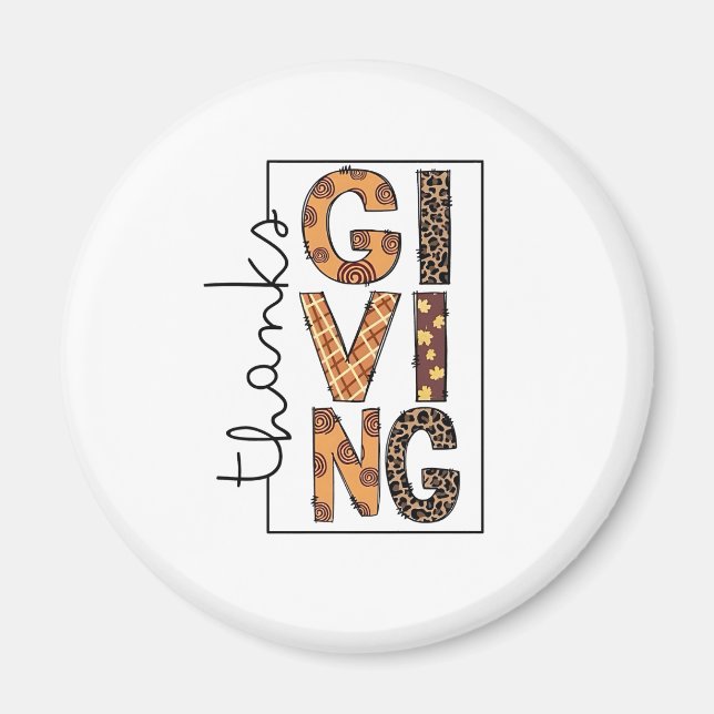 Happy Thanksgiving Leopard Print Rainbow Turkey  Magnet (Front)