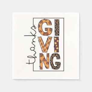 Happy Thanksgiving Leopard Print Rainbow Turkey Napkin