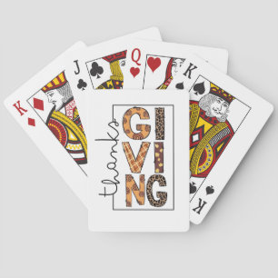 Happy Thanksgiving Leopard Print Rainbow Turkey Playing Cards