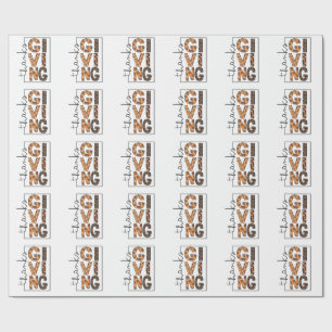 Happy Thanksgiving Leopard Print Rainbow Turkey  Wrapping Paper