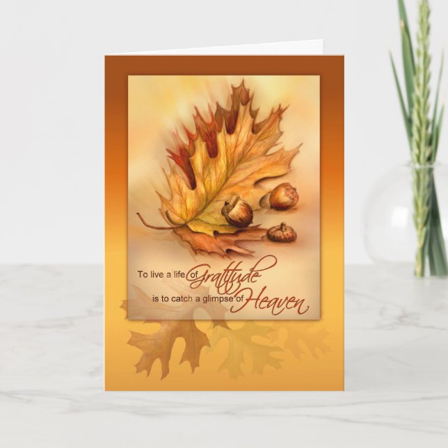 Happy Thanksgiving, Life of Gratitude Fall Leaves Holiday Card (Front)