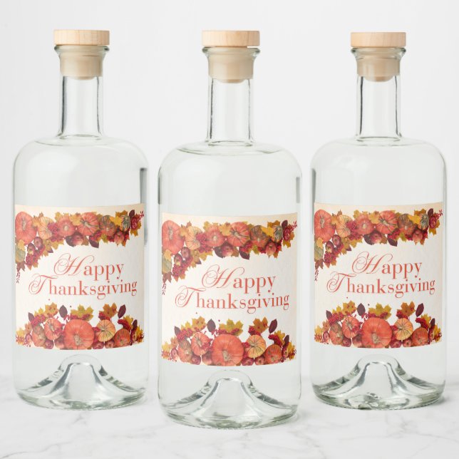 Happy Thanksgiving Liquor Bottle Label (Bottles)