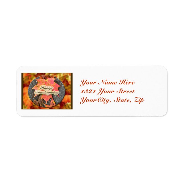 Happy Thanksgiving Maple Leaf Address Label (Front)