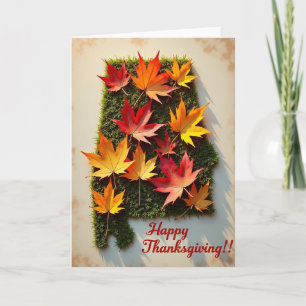 Happy Thanksgiving Maple Leaves Card