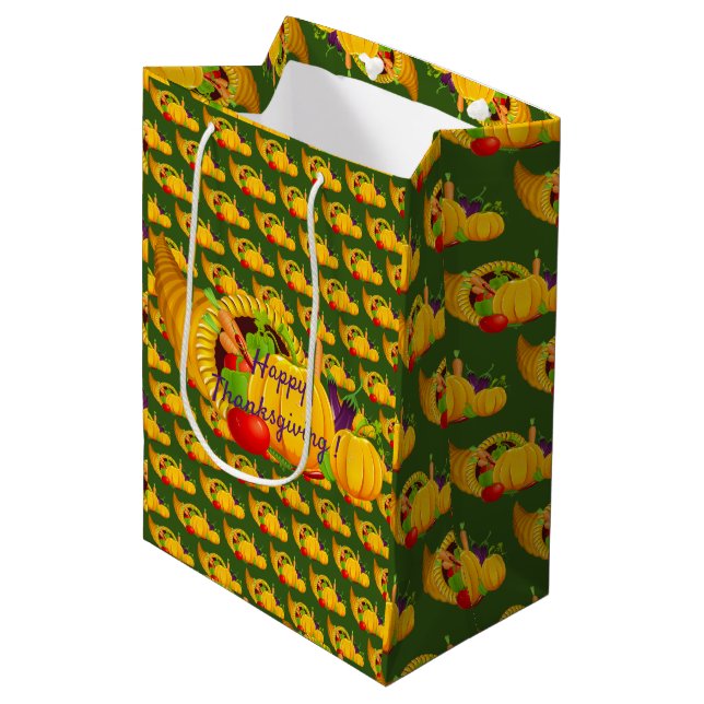 Happy Thanksgiving Medium Gift Bag (Front Angled)