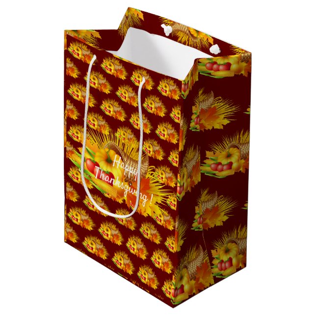 Happy Thanksgiving Medium Gift Bag (Front Angled)