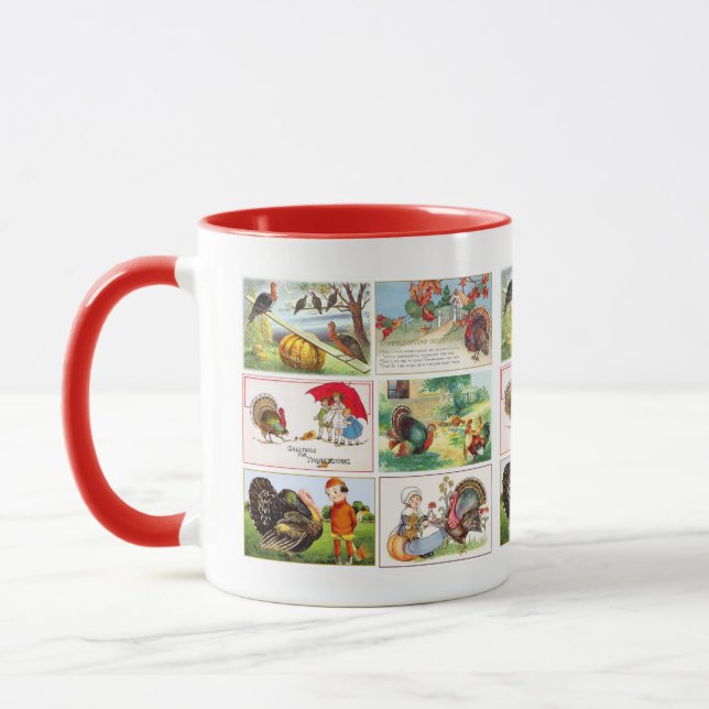 Happy Thanksgiving Medley Vintage Postcard Mug (Left)
