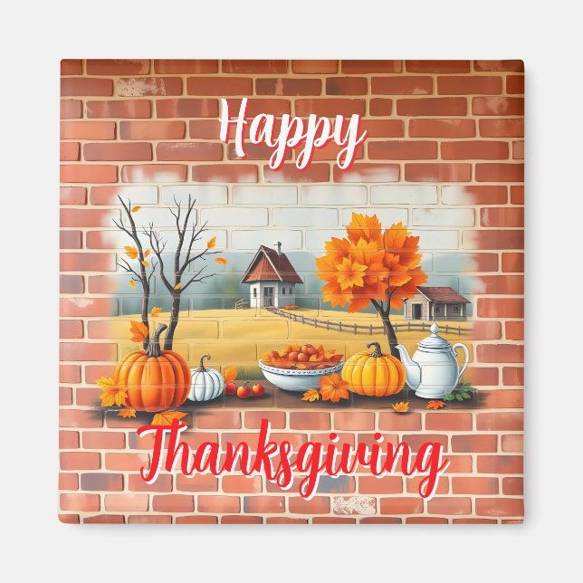 Happy Thanksgiving Modern Beautiful Fall Magnet (Front)