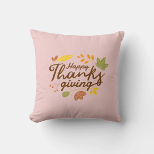 Happy Thanksgiving Modern Fall Leaf Decorative Cushion