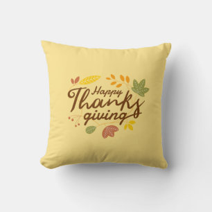 Happy Thanksgiving Modern Fall Leaf Home Decor Cushion