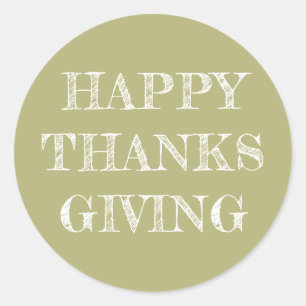 Happy Thanksgiving Modern Simple Pumpkin Green Classic Round Sticker