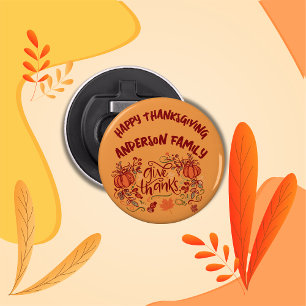 Happy Thanksgiving Monogrammed Name Bottle Opener