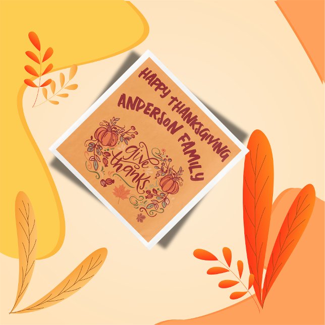 Happy Thanksgiving Monogrammed Name | Napkin (Creator Uploaded)