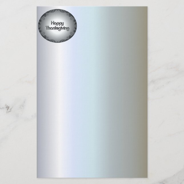 Happy Thanksgiving Mural with Damask Border Stationery (Front)