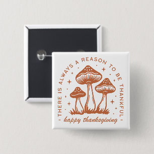 Happy thanksgiving mushroom whimsical terracotta 15 cm square badge