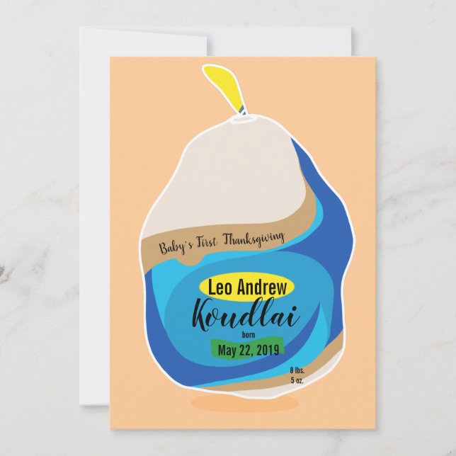 Happy Thanksgiving New Baby Turkey Card (Front)