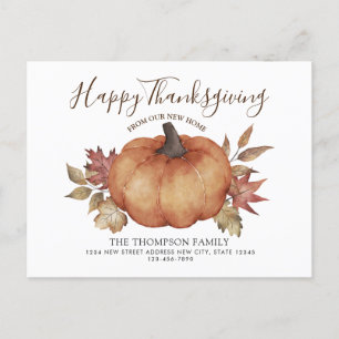 Happy Thanksgiving New Home Pumpkin Moving Announcement Postcard
